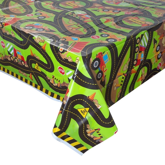 Construction Plastic Party Tablecloth, 84 x 54in
