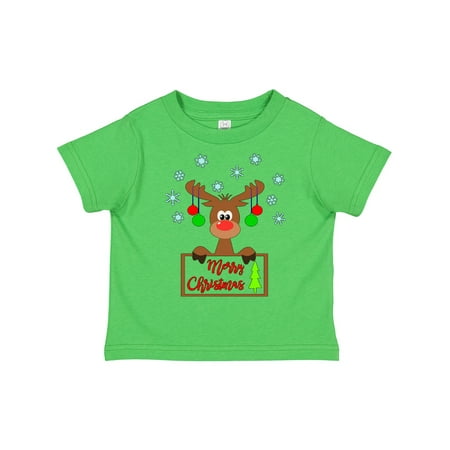 

Inktastic Merry Christmas Cute Reindeer with Decorations Gift Toddler Boy or Toddler Girl T-Shirt