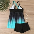 thumbnail image 5 of Lopeceal Women Plus Size Tankini 2 Piece Set Color Block Gradient Cross Push Up Tummy Control Swimsuit And Solid Shorts, 5 of 7