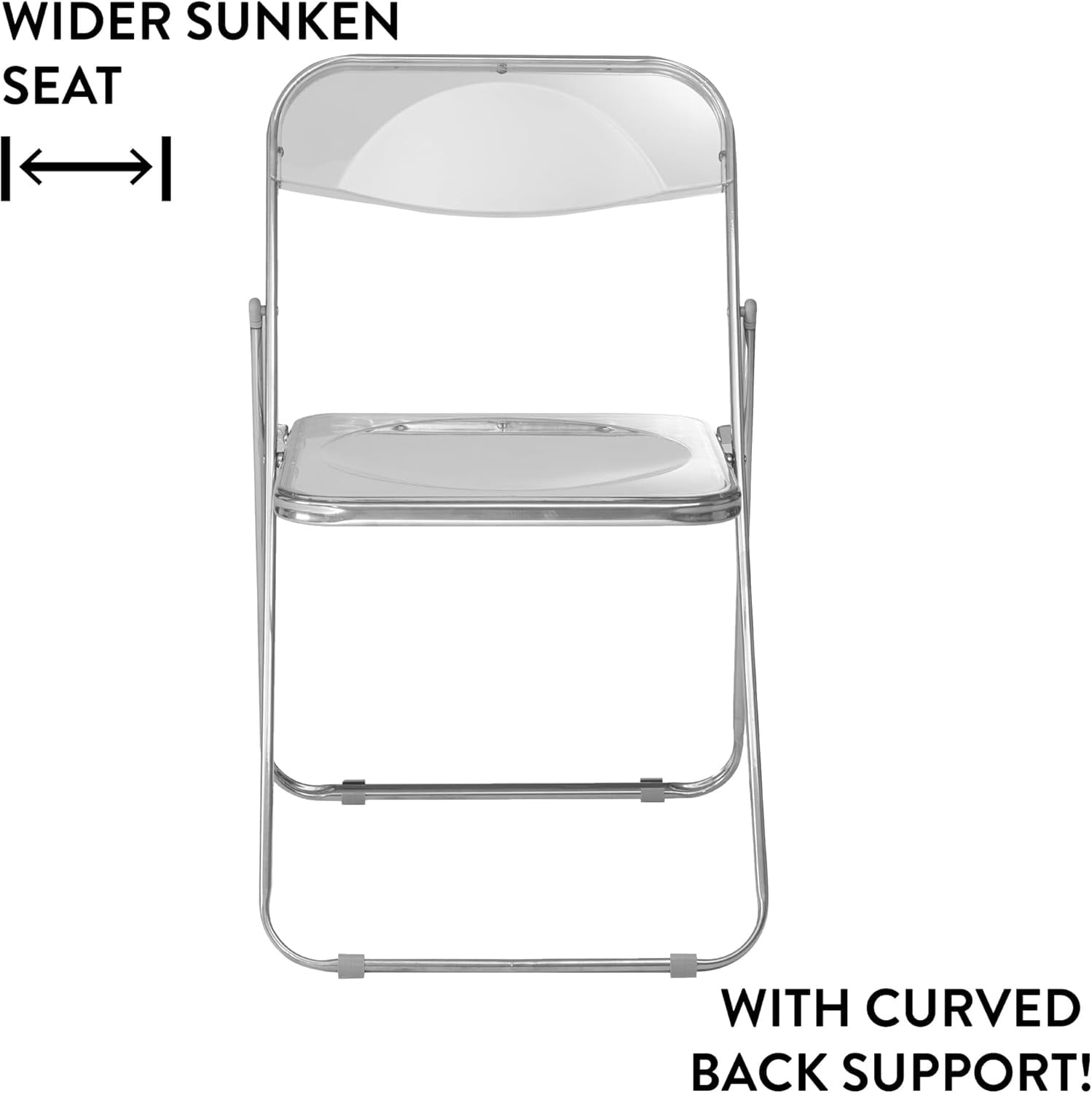 Urban Shop Transparent Acrylic Modern Folding Chair with Chrome Frame, Clear