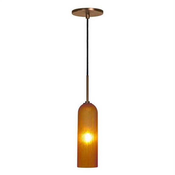 Jesco Lighting PD411-AM-BZ 1 Light Line Voltage Pendant & Canopy with Bronze Socket, Amber