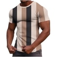 thumbnail image 2 of Hesxuno Men Color Block T-Shirts Crewneck Fitted Stretchy Waffle Tees Fshion Causal Short Sleeve Athletic Tops Comfortable Stylish Tees Beige M, 2 of 7
