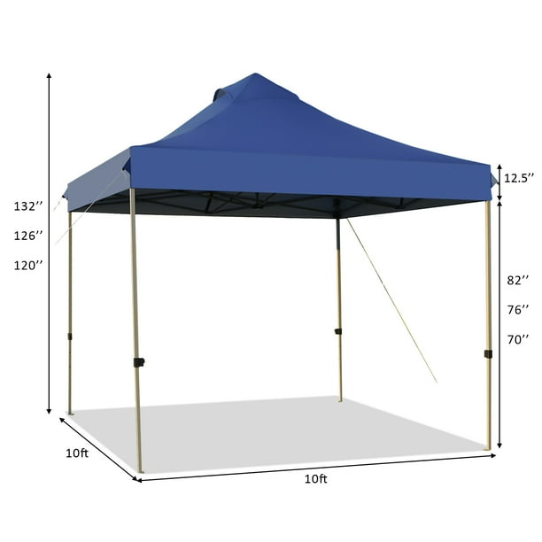 Patiojoy 10 x 10 Pop Up Canopy Tent Easy Set up Outdoor Tent Commercial Instant Shelter w 3 Adjustable Heights Blue Walmart
