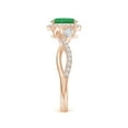 thumbnail image 3 of ANGARA Natural Oval Emerald Twisted Vine Ring with Diamond Halo in 14K Rose Gold for Women (Size-7x5mm) | May Birthstone, Birthday, Anniversary, Jewelry Gift for Women | Natural Emerald Ring, 3 of 10