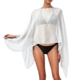 thumbnail image 2 of Fashion Solid Color Cover Up for Women Summer Loose Fit Flowy Sun Pullover Scarf Style Swimwear Swimwear Cover Up(White.), 2 of 5