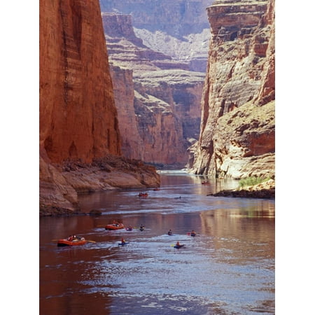 Arizona, Grand Canyon, Kayaks and Rafts on the Colorado River Pass Through the Inner Canyon, USA Print Wall Art By John