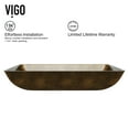 thumbnail image 5 of VIGO Donatello Gold Glass 22 in. L x 14 in. W x 5 in. H Rectangular Vessel Bathroom Sink, 5 of 8