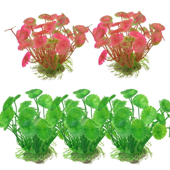 Aquarium artificial aquatic plants, plastic fish tank plant decoration 5 pieces. - combination:mixstyle1;