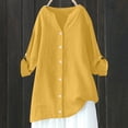 thumbnail image 2 of Camisetas de talla grande,Blusa de manga larga con cuello en V para mujer, corte holgado, 100 % poliéster, ideal para el hogar o la oficina, sopatenor, 2 of 9