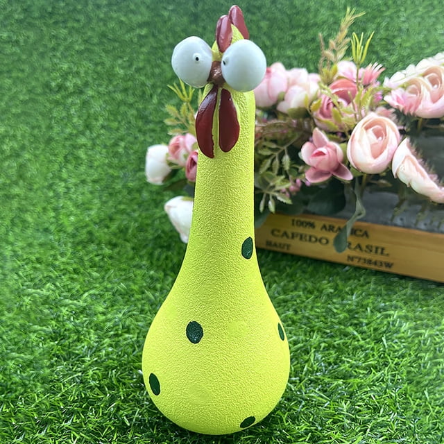 Xihbxyly Estatua de Pollo Tonto, Divertida Decoración de Granja de Resina, Vibrante Decoración de Jardín, Escultura Duradera y Resistente a La Intemperie, Adorno de Jardín Único, Ideal para Patio, Es