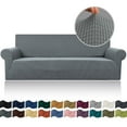 thumbnail image 5 of Stretch Sofa Cover Slipcover ，Couch Covers for 3 Cushion Couch Sofa Furniture Protector 3 Seater Sofa with Elastic Bottom for Kids and Pets,Jacquard Small Checked Pattern Fabric(with Velcro), 5 of 10