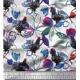thumbnail image 1 of Soimoi Poly Georgette Fabric Floral & Cock Watercolor Printed Craft Fabric by The Yard 52 Inch Wide, 1 of 1