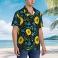 thumbnail image 6 of Uemuo Sunflowers And Blue Flower Printed Regular Fit Short Sleeve Casual Hawaiian Shirt for Men,Aloha shirt,Tropical shirt,Floral print shirt,Vacation Beach shirt-XX-Large, 6 of 9