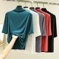 thumbnail image 2 of ZUKMRJPC Women's Mock Turtleneck T-Shirts Half Sleeve Casual Solid Color Tops Slim Fit Summer Basic Lightweight Tee Shirt, 2 of 3