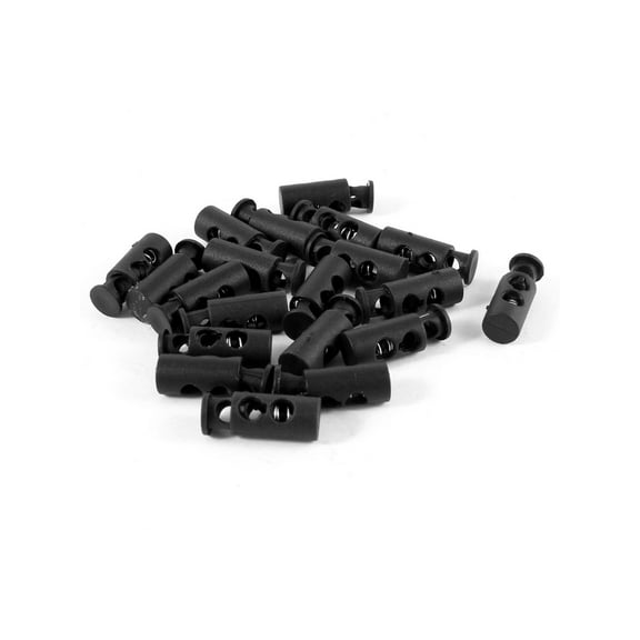 20 Pcs Double Holes 8mm Cylinder Hard Plastic Cord Locks for Backpack