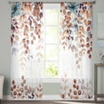 thumbnail image 2 of Brown Eucalyptus Fall Sheer Curtains 84 Inches Long 2 Panels Set, Window Sheer Curtains for Living Room/Bedroom, Botanical Weeping Leaves Pastoral Light Filtering Rod Pocket Curtain 52'' x 84'' x 2, 2 of 7