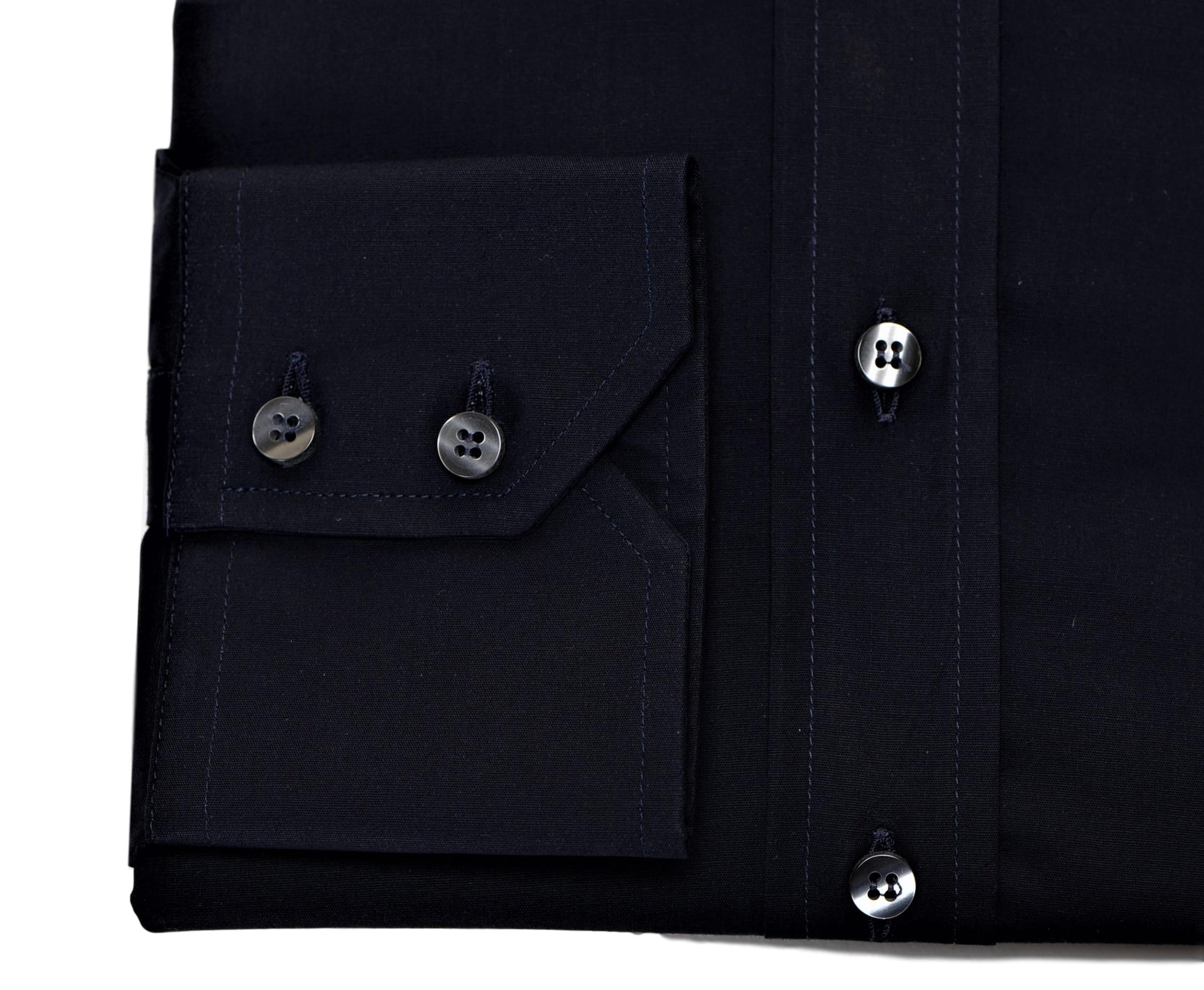Valentino Mens Spread Collar Stretch Cotton Dress Shirt Black