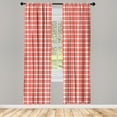 thumbnail image 3 of Ambesonne Plaid Curtains, Retro-Modern Checkered, Pair of 28"x84", Orange White, 3 of 5