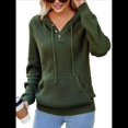 thumbnail image 1 of Sudadera de Lana Extragrande con Capucha y Colores Contrastantes para Mujer, de Punto, con Cuello en V, Informal, con Bolsillos Verde L, 1 of 9
