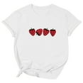 thumbnail image 4 of Strawberry Print T Shirts for Women Fashion Y2K Tops Crew Neck Short Sleeve Tees, 4 of 4