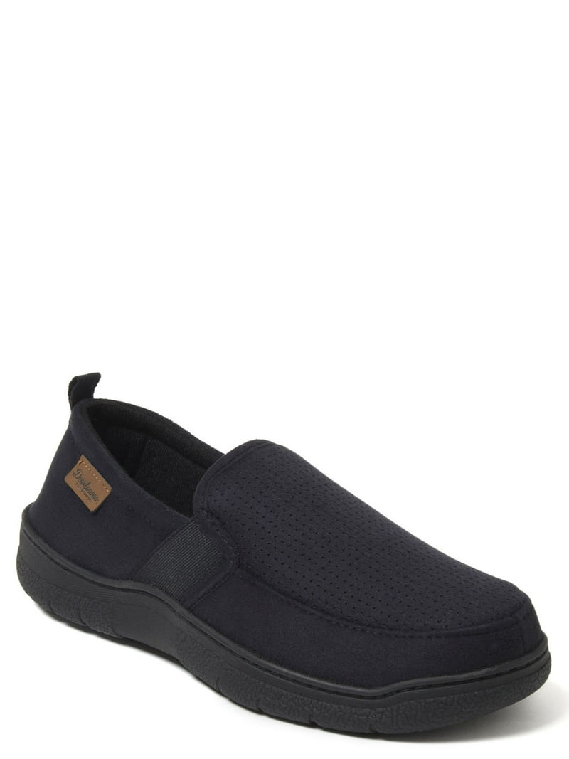 Dearfoams Cozy Comfort Men's Perforated Microsuede Moc Toe Closed