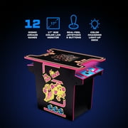 Arcade1Up Ms.PAC-MAN Head-to-Head Arcade Machine – طاولة أركيد منزلية قديمة مع 12 لعبة كلاسيكية وسطح تحكم مضيء وعصا تحكم ذات ملمس حقيقي