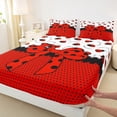 thumbnail image 3 of Manfei Cute Ladybird 3pcs Twin Sheet Sets,Red Bowknot Twin Fitted Sheet,Polka Dots Breathable Flat Sheet,Microfiber Cartoon Bedroom Decorative, 3 of 7