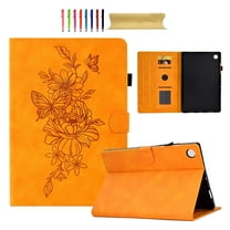 Smart Tablet Case for Samsung Galaxy Tab A9 8.7" 2023 SM-X110 / SM-X115 Book Style Flip Cover, Flower Pattern Luxury PU Leather Kickstand Magnetic Clasp Auto Sleep/Wake Shockproof Case, Khaki