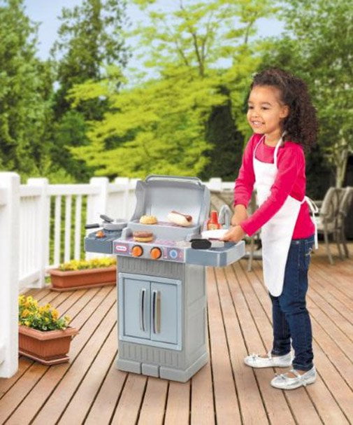 Little Tikes Premium BBQ Grill Pretend Cooking Playset W Playfood Kids