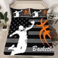 thumbnail image 3 of Homewish Basketball Sport Player Twin Sheet Sets for Teen, Grey Stripes Abstract Twin Fitted Sheet, Modern Ball Game Flat Sheet, Luxury Bedroom Decor, 3pcs, 3 of 8