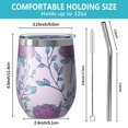 thumbnail image 5 of Floral 12oz Stainless Steel Insulated Wine Tumbler with Lid and Straw – Double Wall Vacuum Mug for Hot & Cold Drinks, 304 Steel Interior, Sweat-Free Design,Thanksgiving,Christmas, Spring,Flower, 5 of 5