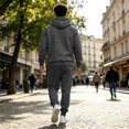thumbnail image 4 of Mens Sweatsuits 2 Piece Set Long Sleeve Loose Fit Fluffy Hooded Print Sweatshirts And Banded Bottom Sweatpants Fall Winter Athletic Cozy Sweat Suit, 4 of 5