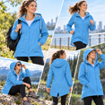 thumbnail image 4 of Women's Long Hooded Raincoat - Lightweight Zip Waterproof Rain Jackets - Outdoor Travel Hiking Jackets with Pockets, 4 of 8