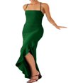 thumbnail image 3 of Femmes Été Long Skinny Robe Fronde Couleur Unie Irrégulière Fendue Robe d'Ourlet, 3 of 7