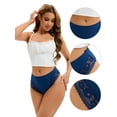 thumbnail image 3 of DARING DIVA Women's Lace Trim Lightweight Panties Mid-Waisted Thongs Briefs Blue 3XL, 3 of 6