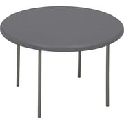 QIXIAN IndestrucTable Classic Round Folding Table, Indoor or Outdoor, Charcoal, 600 Lbs. Weight Capacity, 48