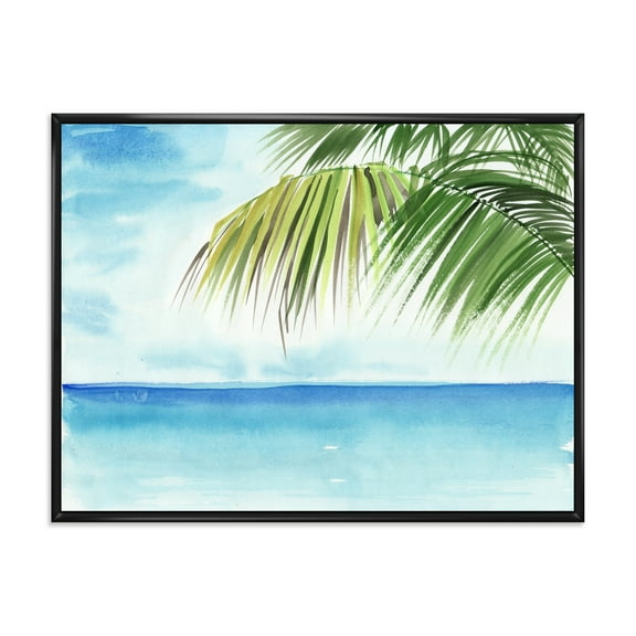 Designart 'Palm Beach Resort At Sunrise III' Nautical & Coastal Framed Canvas Wall Art Print