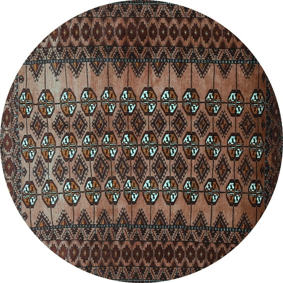 Ahgly Company Machine Washable Indoor Round Southwestern Light Blue Country Area Rugs, 3' Round