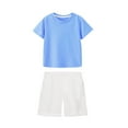 thumbnail image 2 of Cethrio Boys Cotton Outfit Sets, Short Sleeve Summer 2 Piece T-shirts with Shorts Light Blue Size 8, 2 of 5