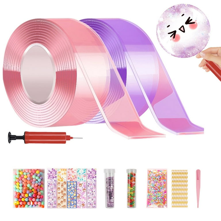 Nano Tape Bubbles Kit, Double Sided Tape Magic Plastic Bubbles Balloon, Double Sided Super Elastic Bubble Plastic for Party Favors Gifts Fidget Toy