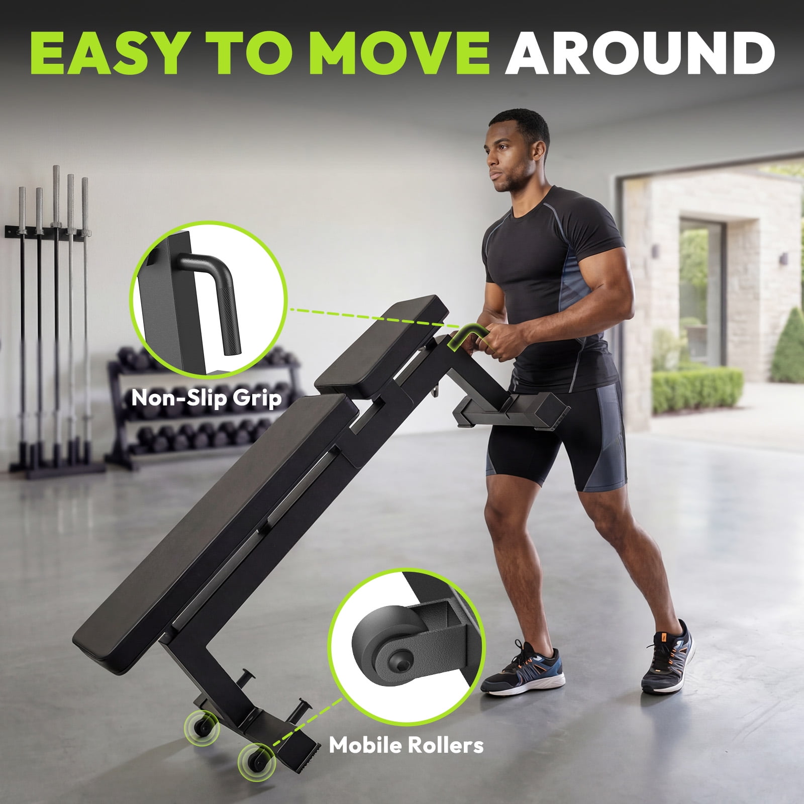 HANDBODE Adjustable Weight Bench for Full Body Workout, 1300 LBS Weight Capacity Bench Press with Secure Hand Grip, Incline Upright Flat Utility Workout Bench with Fast Adjustment for Home Gym Streng