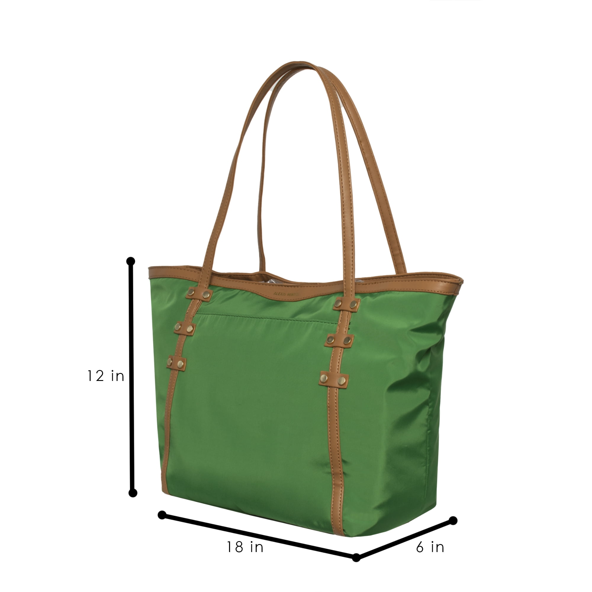 Alexis Bendel Women's Nylon Green Tote Everyday Handbag withVegan Leather Strap