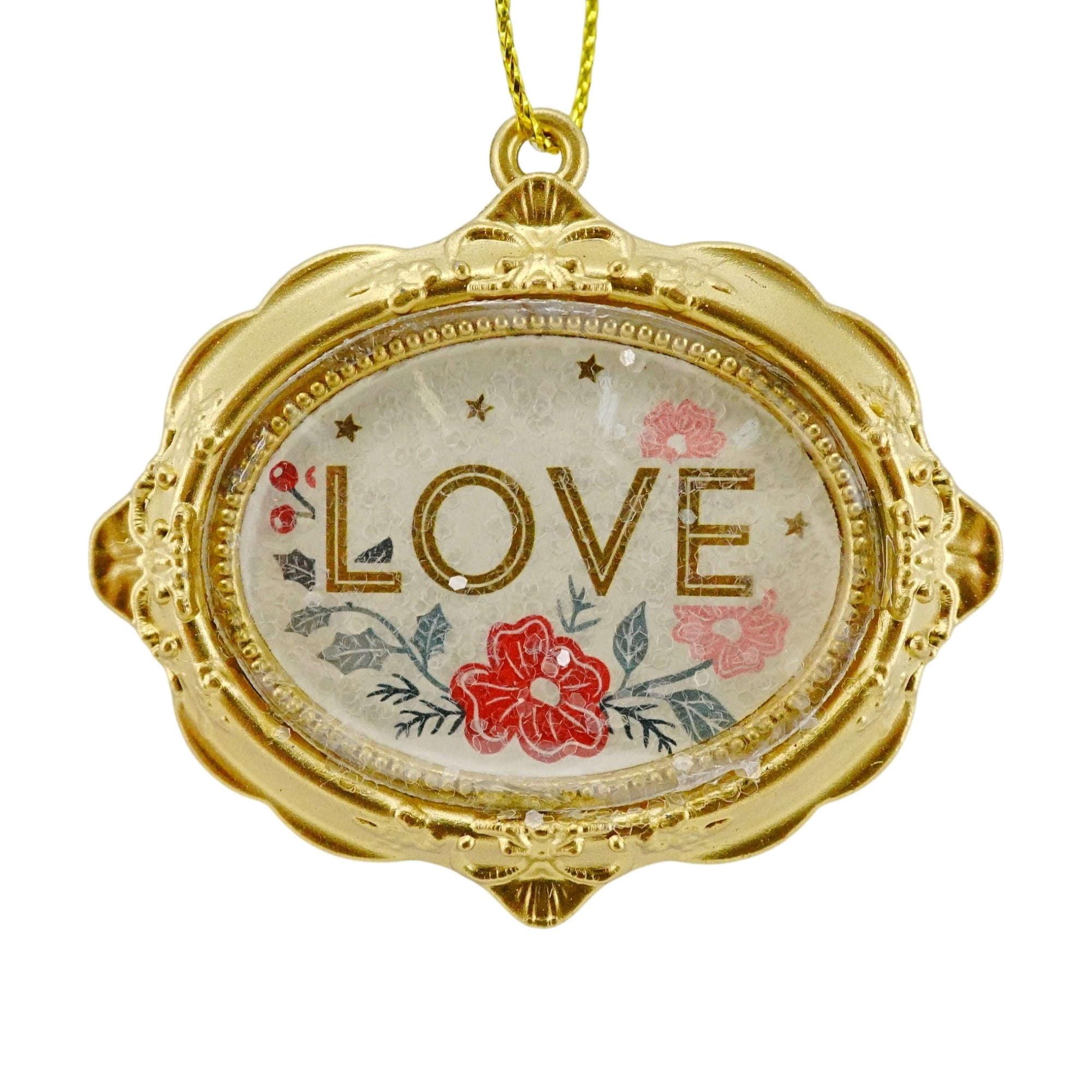 4-Count Red and Gold Holiday Word Frame Mini Christmas Ornaments, 2", by Holiday Time