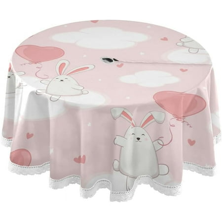 

Hidove Easter Bunny Eggs Outdoor Round Tablecloth Waterproof Stain-Resistant Non-Slip Circular Tablecloth 60 Inch with Umbrella Hole and Zipper for Tabletop Backyard Party BBQ Decor