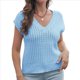 thumbnail image 1 of Suéter de Cuello en V para Mujer, Chaleco de Punto Acanalado, Informal, con Mangas , Corte Holgado, Ropa de Otoño. Azul L, 1 of 8