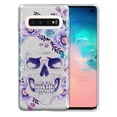 thumbnail image 1 of FINCIBO Silver Glitter Case, Sparkle Bling TPU Cover for Samsung Galaxy S10 G973 6.1" (NOT FIT Samsung Galaxy S10+ / S10 Plus 6.4 inch or S10E 5.8 inch), Teal Purple Skull Flowers, 1 of 4