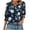 #02Blue, variant on Spring Tops for Women Women's Casual Blouses Fashion Retro Printed 3/4 Length Sleeve Shirts Crew Neck Pullover Summer Elastic Cuffs with Pleats T-Shirts