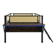 thumbnail image 7 of Full Size Metal Loft Gaming Bed with Desk and LED Lights,Modern Steel Loft Bed Frame with Inclined Ladder and Safety Guardrail，Storage Shelves, Woven Rattan，No Box Spring Needed，Black+Brown, 7 of 7