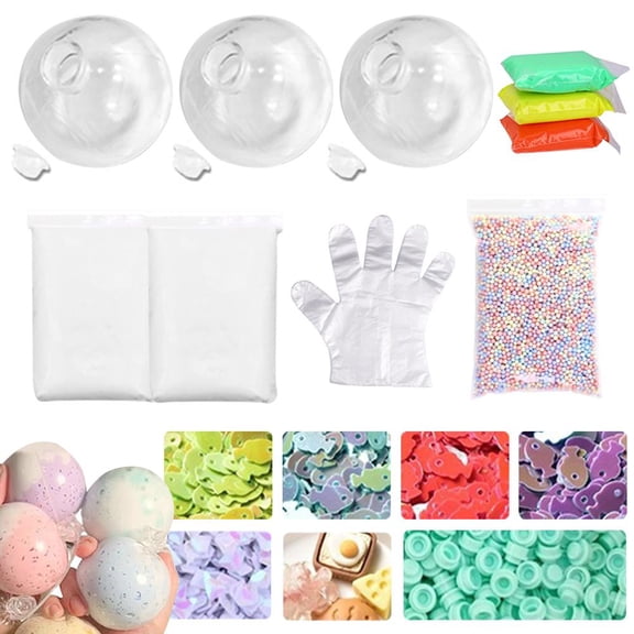 Milky Blank Skins Empty Stress Ball DIY Kit, Squishies Maker, Blank Pressure Ball Skin DIY Kit, Vacuum Squishies Stress Ball DIY Kits with Empty Skin Base, Expander Tool for DIY Stress Balls