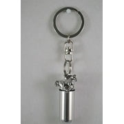 Silver Running Horse CREMATION URN Keepsake with Laser ENGRAVED Heart - on Swivel Stainless Steel Keychain
